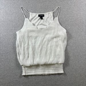A. Byer Coquette Romantic Scallop Smocked Camisole Top White Size M